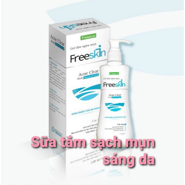 [CHÍNH HÃNG- BÁN CHẠY] Sữa Tắm Giảm Mụn FreeSkin Chai 250ml, Giảm Mụn, Mờ Thâm, Sáng Da, Hàng Chính Hãng