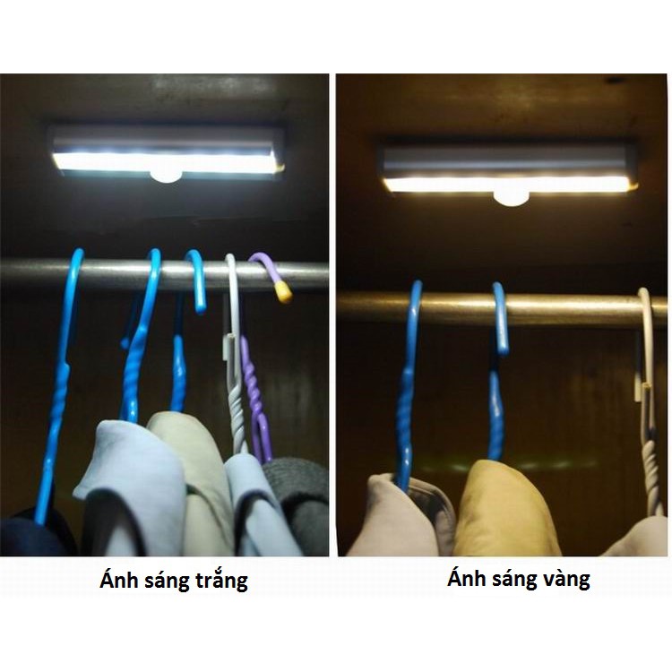 Thanh Đèn LED 10 bóng không dây Dán tủ, Dán tường cảm ứng hồng ngoại