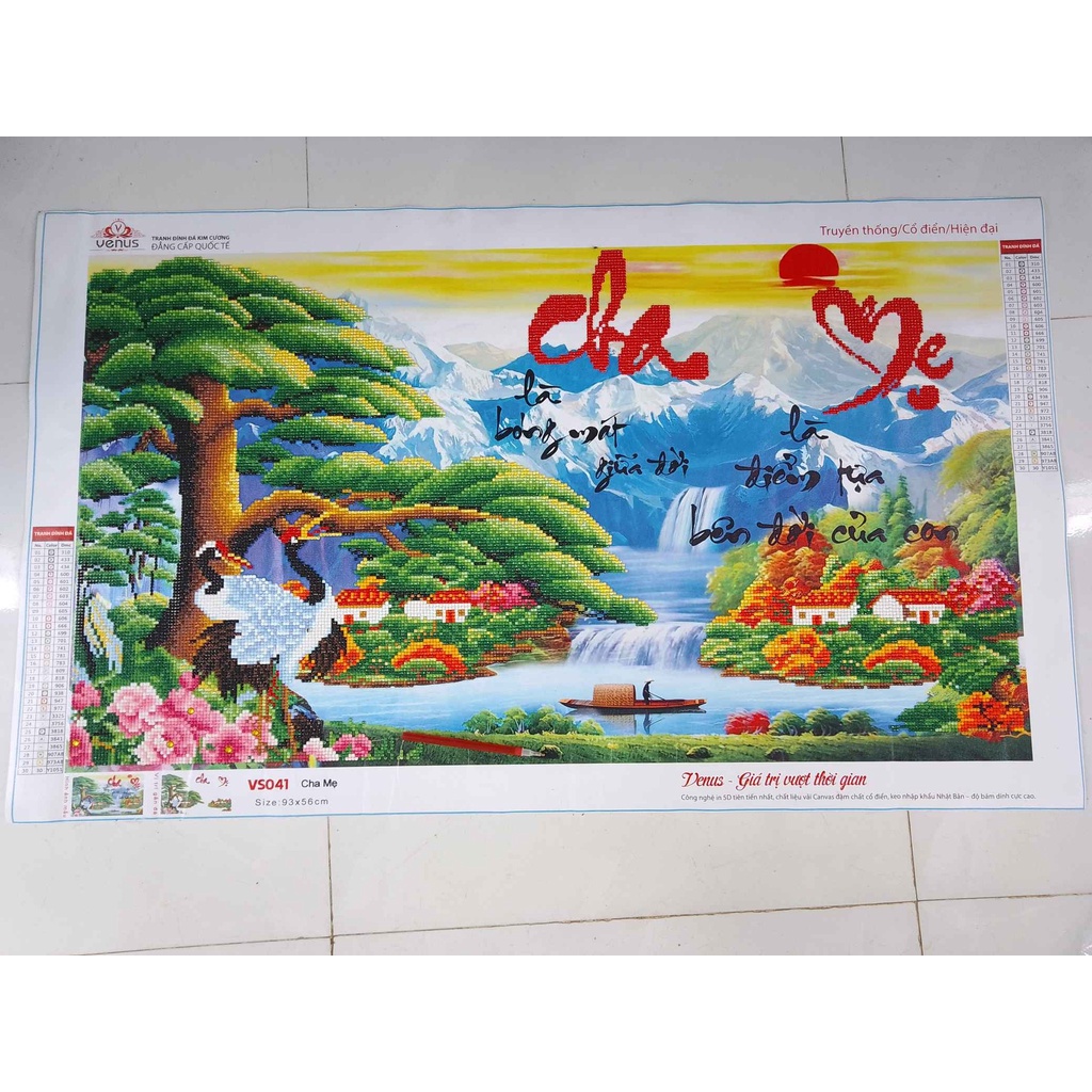 Tranh đính đá thư pháp Cha Mẹ VS041, VS254 - chưa đính đá