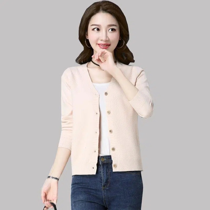 Áo Khoác cardigan Dệt Kim Cổ V Dài Tay Phong Cách Hàn Quốc Thời Trang Dành Cho Nữ C9601