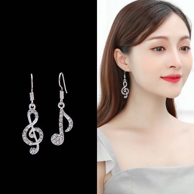Hoa tai hình nốt nhạc đính đá