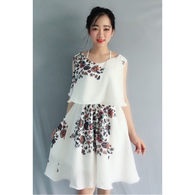 Đầm trắng hoa ảnh thật