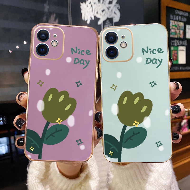 Ốp Điện Thoại Mỏng Trong Suốt Mạ Điện Chống Sốc Họa Tiết Cây Cối Cho OPPO A16K