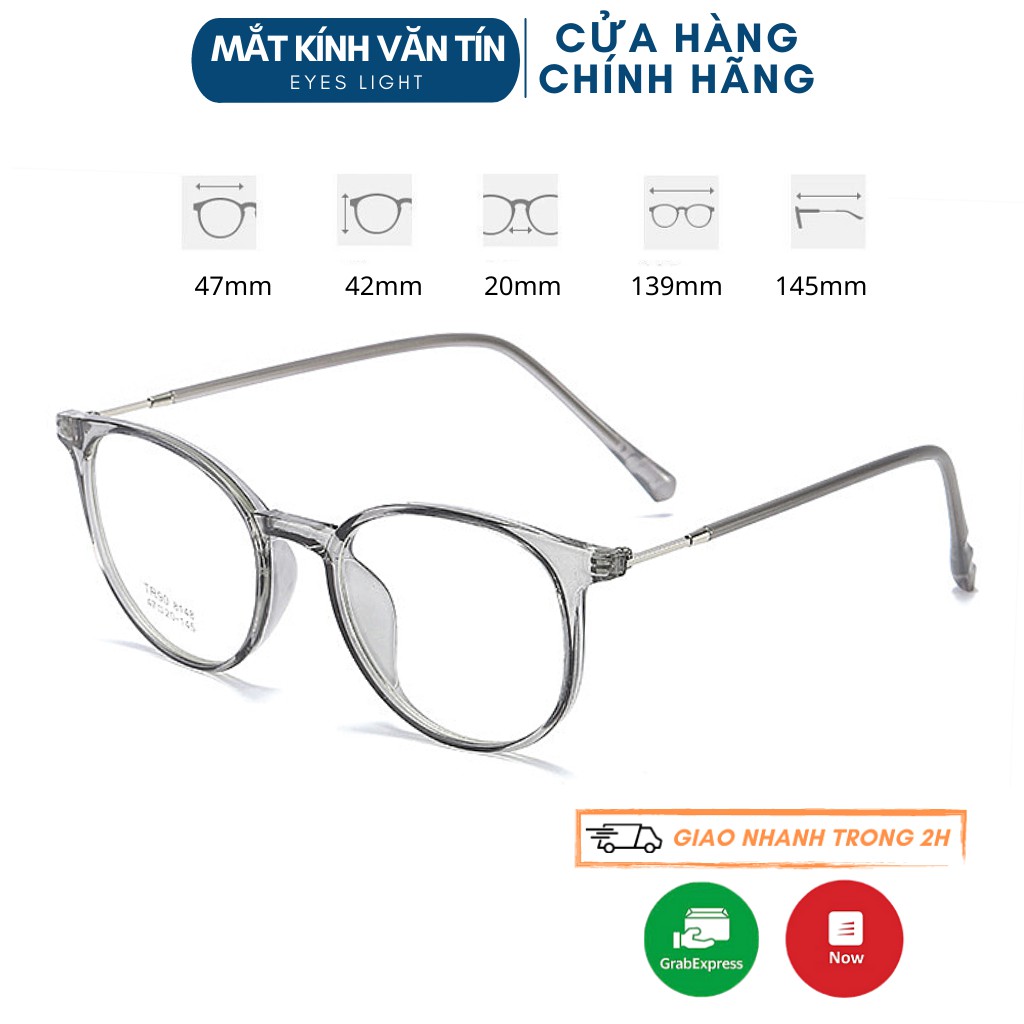 Gọng kính cận Eyes Light T8148 nam nữ mắt kính tròn càng nhựa pha kim loại nhiều màu