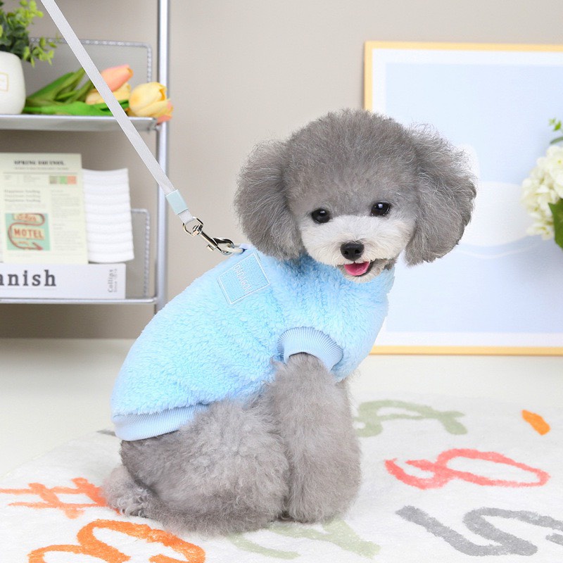 Áo sweater giữ ấm cho thú cưng cổ tròn, có vòng kéo phía sau - Quần áo ấm mùa đông cho chó mèo