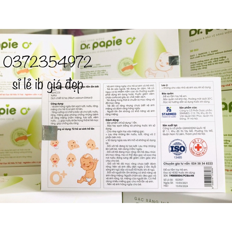 Gạc rơ lưỡi Dr.papie hộp 30gói