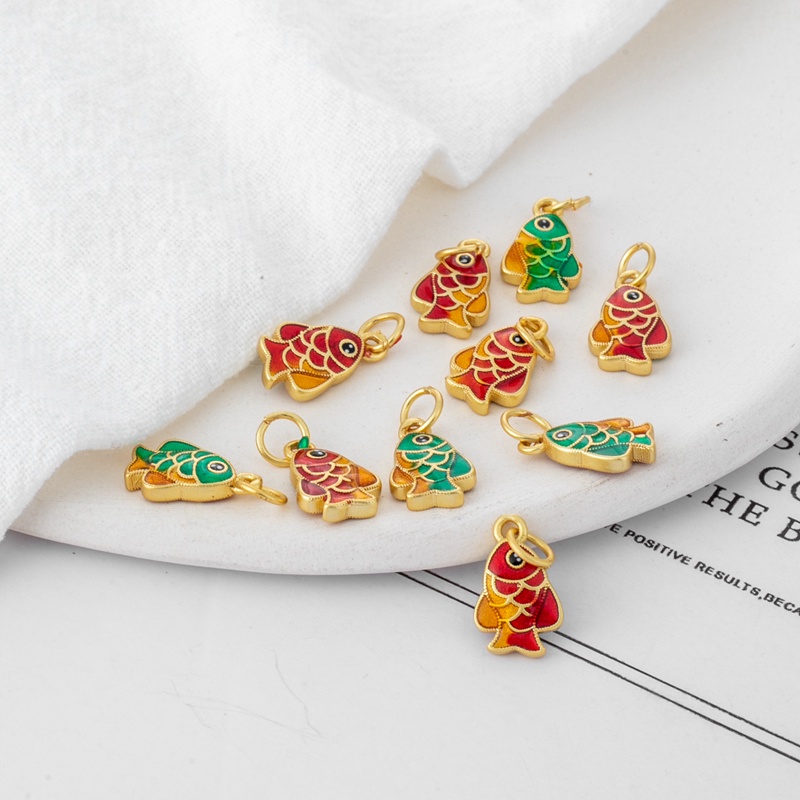 Mặt Dây Chuyền/ Khuyên Tai/ Vòng Tay/ Dây Chuyền Hình Cá Màu Nhám 18k diy