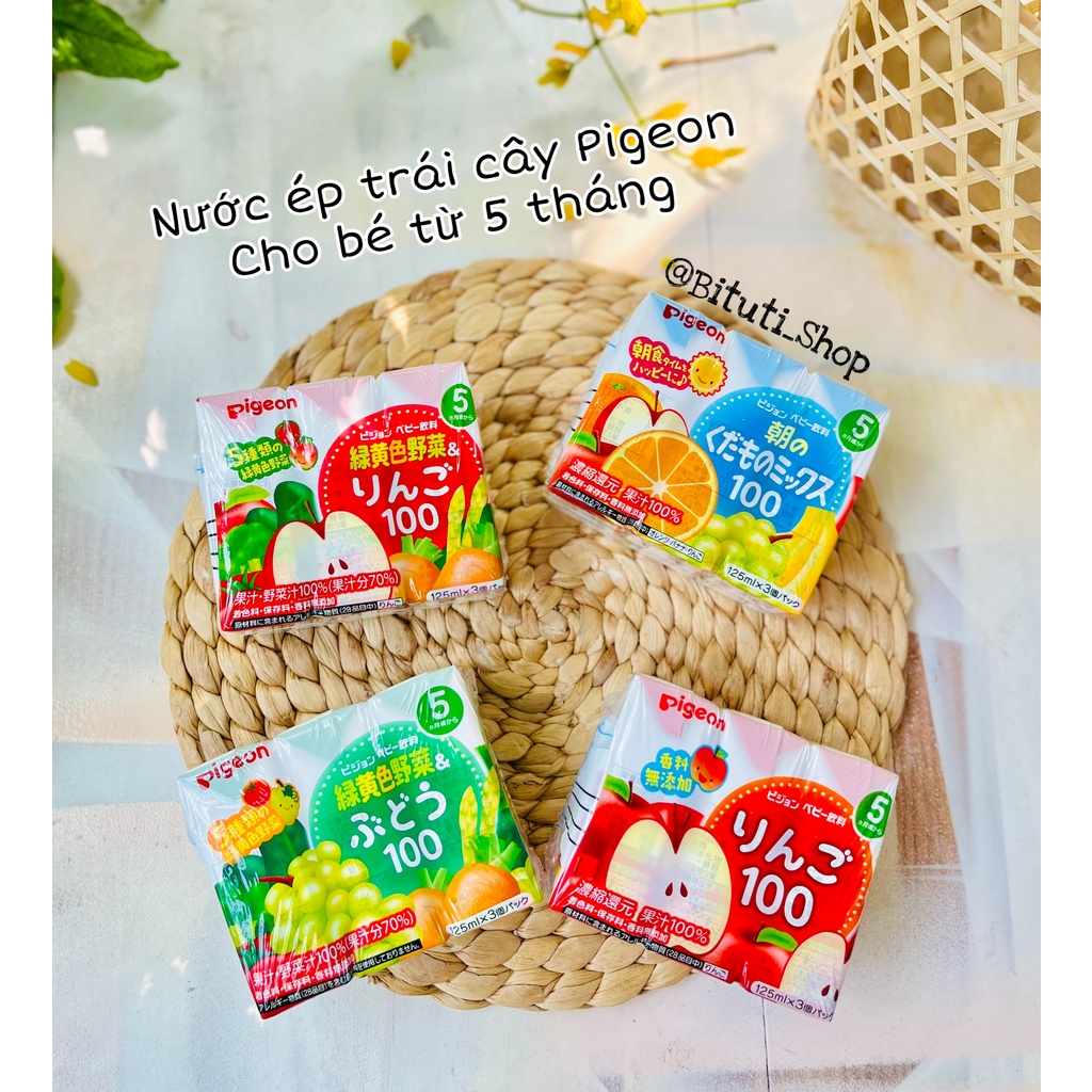 Nước ép trái cây Pigeon cho bé từ 5 tháng lốc 3hộp đủ vị - Bituti Shop