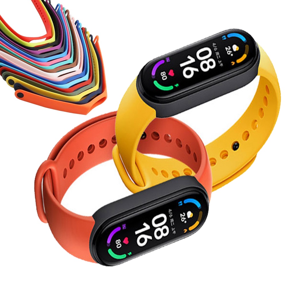 Dây Đeo Thay Thế Chất Liệu Silicon Màu Trơn Cho Xiaomi mi band 6 5 4 3 4 band 5 mi band 6