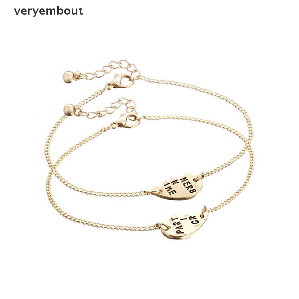 Set 2 Vòng Tay Mặt Trái Tim Chia Đôi Khắc Chữ Best Friends Forever