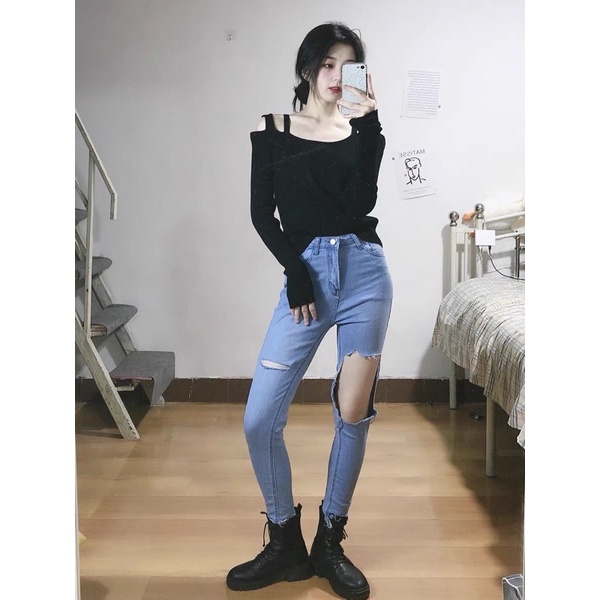 Áo len cut out body hot trend