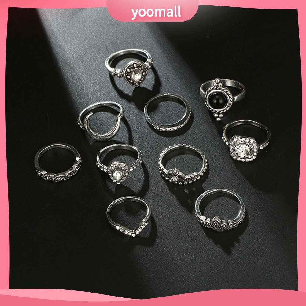 Yomall♡ Bộ 10 NhẫN Midi NhiềU KiểU DáNg Xinh XắN