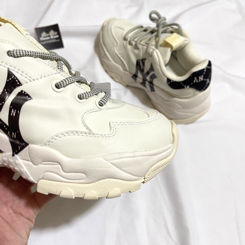Giày thể thao MLB NY gót nỉ đen mới, giày ML B kem thời trang mono NY cao cấp full box bảo vệ 1:1 trung