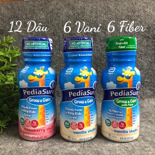 ❤️ [Date 2022] Mix đủ vị Thùng 24 chai Sữa Pediasure nước Vani, Dâu, Fiber chất xơ 237ml Mỹ