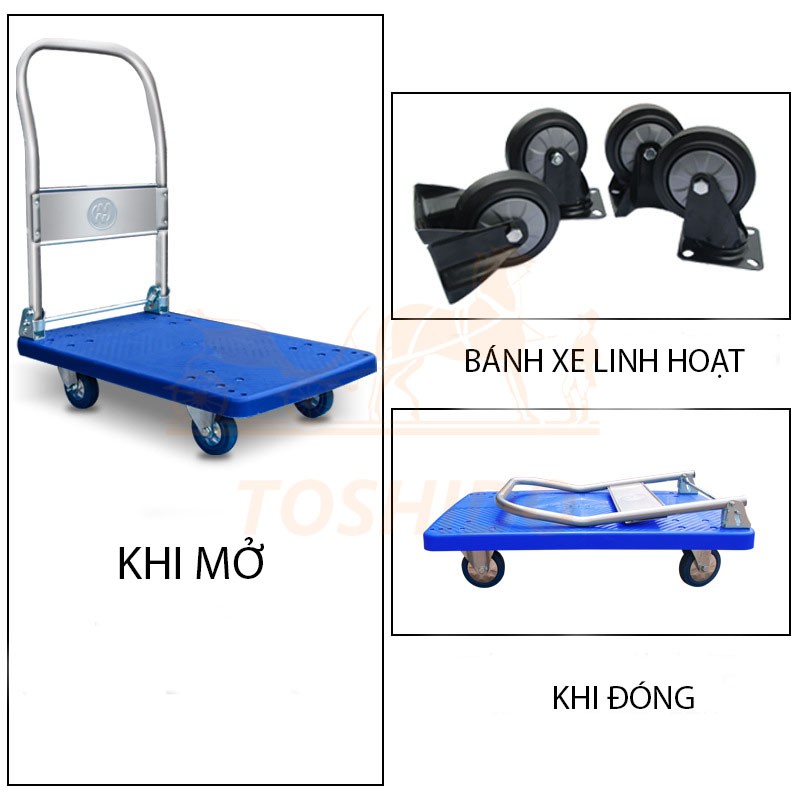 Xe Đẩy Tay TOSHUDO Đa Năng, 4 Bánh Gấp Gọn Tải Trọng 150KG
