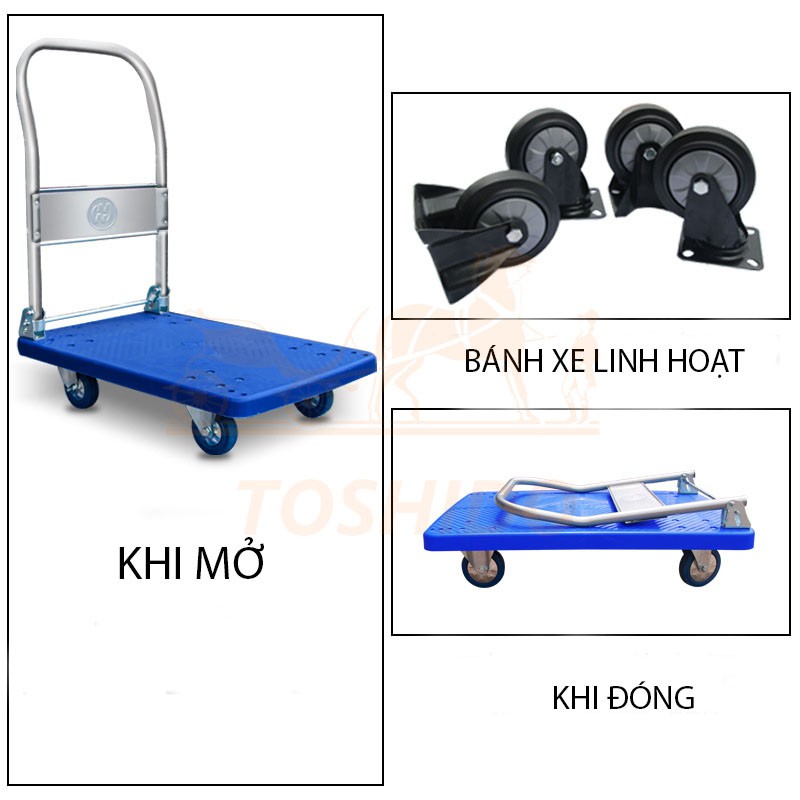 Xe Đẩy Tay TOSHIDO Đa Năng, 4 Bánh Gấp Gọn Tải Trọng 150KG