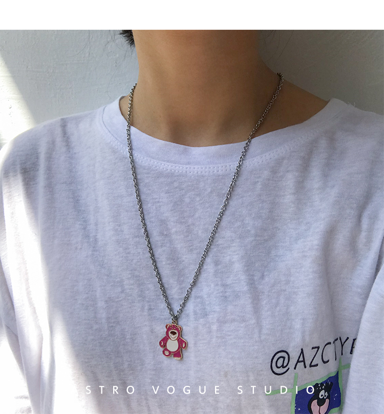 Dây Chuyền Mặt Hình Gấu Và Quả Dâu Dễ Thương Thời Trang 23546