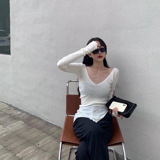  ÁO TAY DÀI CỔ TIM VẠT XẺ