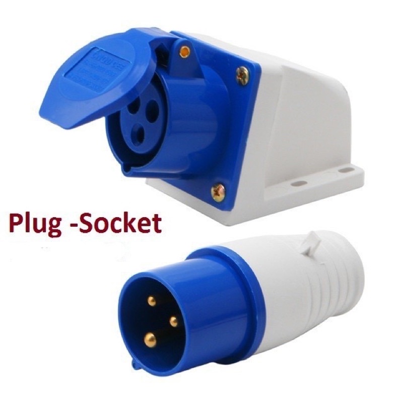 Ổ + phích cắm công nghiệp 3 chấu 32A và 16A di động và gắn tường