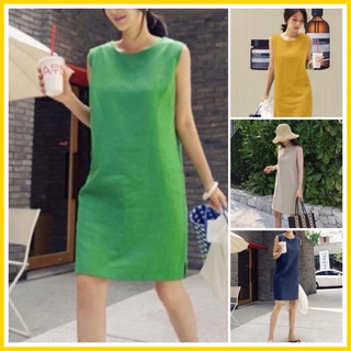 Đầm sát nách dáng suông chất linen, thấm hút mồ hôi, thoáng mát