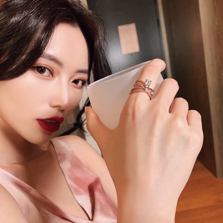 Nhẫn hở mạ vàng đồng đính ngọc trai giả/ đính đá phong cách Nhật Hàn cổ điển đơn giản thời trang nhẫn nữ