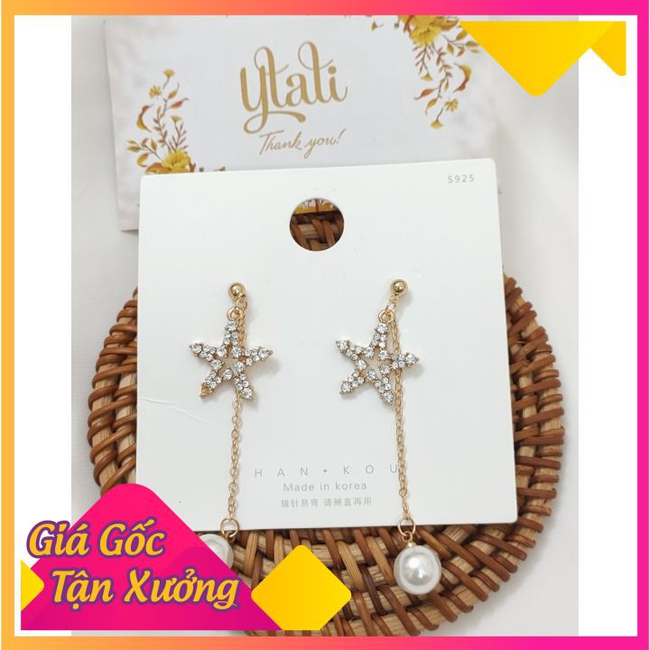 Bông Tai Dài 5 Cánh Sao⚡FREE SHIP⚡ Chất Liệu Hợp Kim Cao Cấp Phong Cách Hàn Quốc B005