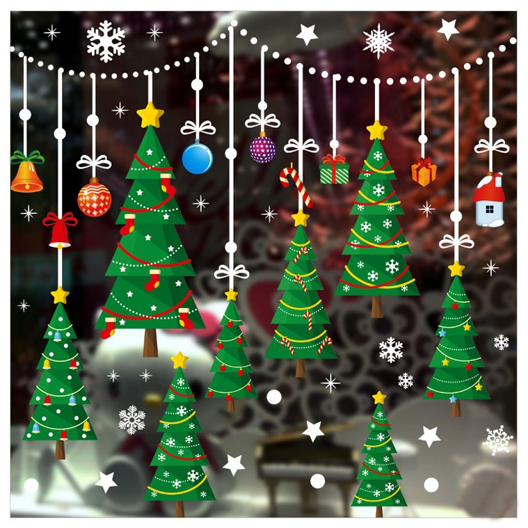 Tranh Decal Dán Kính Trang Trí Cây Thông Giáng Sinh Merry Christmas 01 DOKEY99