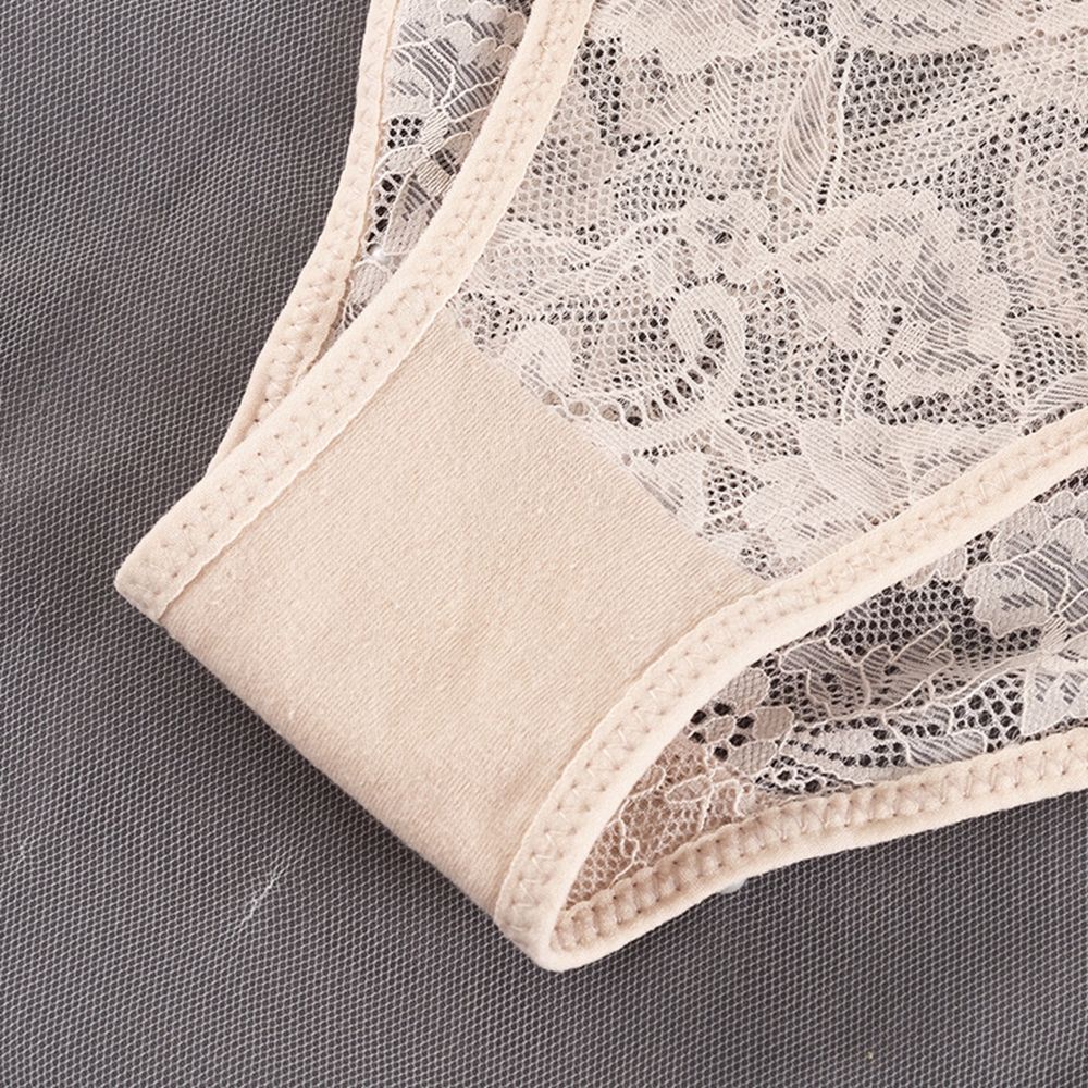Quần lót cotton không đường may lưng thấp phối ren hoa trong suốt gợi cảm cho nữ