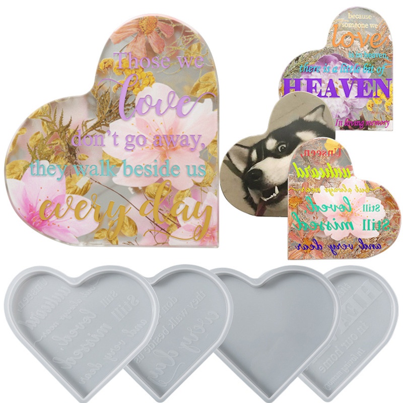 Set 1 / 4 Khuôn Silicone Làm Bảng Tên Hình Trái Tim Kỷ Niệm