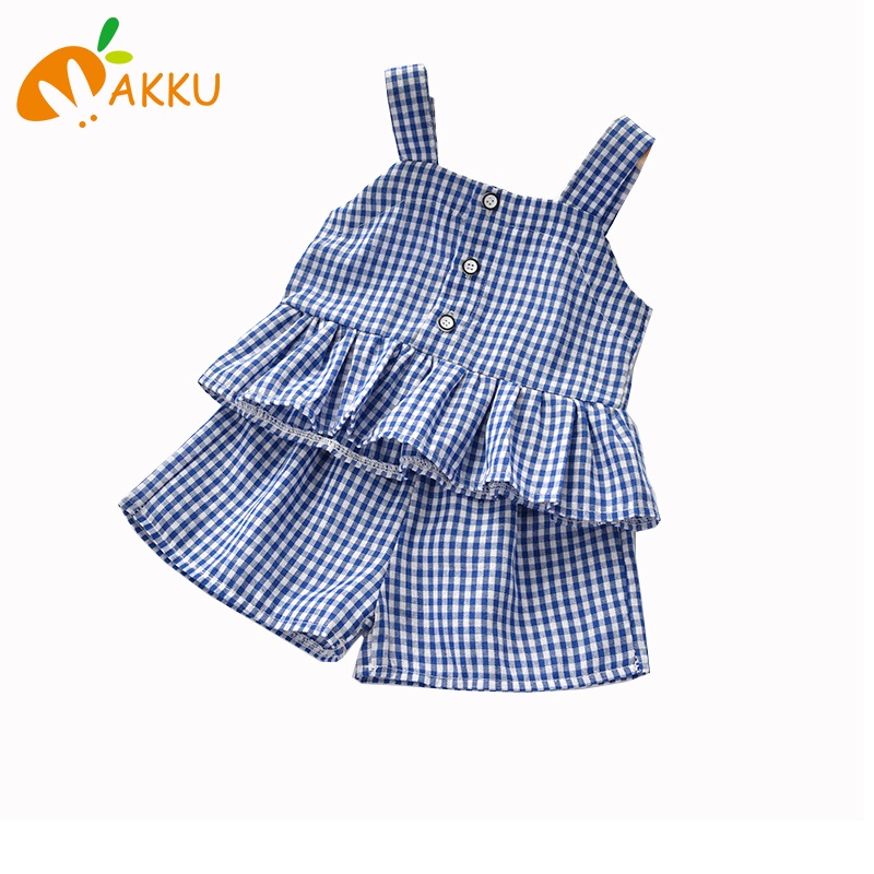 Bộ Quần Áo Họa Tiết Sọc Caro Dễ Thương Thời Trang Mùa Hè Cho Bé Gái