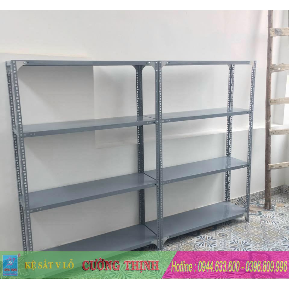 Kệ sắt V lỗ, Cao 1,5m x Dài 1m, Rộng 40cm,4 tầng, gọn gàng ngăn lắp, tối ưu không gian.