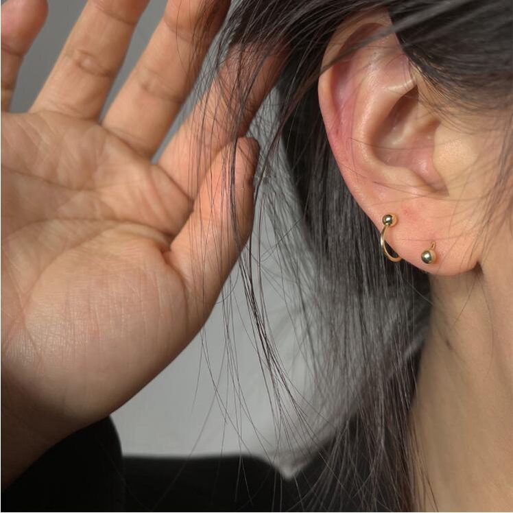1 Cặp Khuyên Tai Hình Quả Cầu Xoắn Ốc Bằng Thép Không Gỉ Thời Trang Unisex