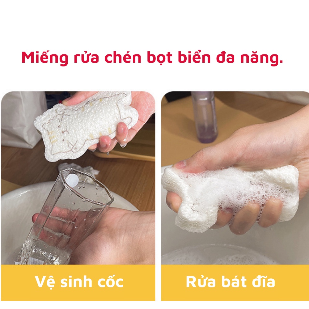 Miếng rửa chén bọt biển hoạt hình đa năng cao cấp dành cho gia đình