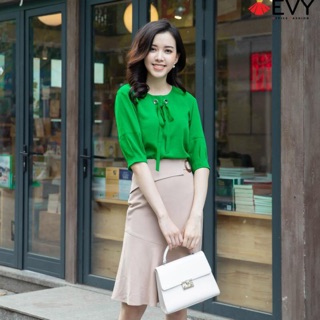 Áo sơ mi nữ ,áo sơ mi tay bồng thắt nơ