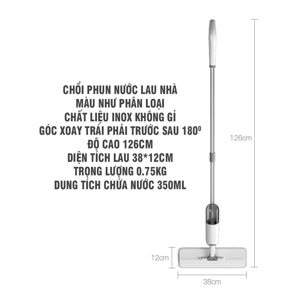 Chổi Phun Nước Lau Nhà Đa Năng Tặng Kèm Miếng Bông Lau Tiện LợI