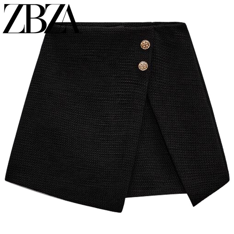 ZARA Quần Culottes Màu Đen Cài Nút Phong Cách Thời Trang Âu Mỹ Dành Cho Nữ1165132