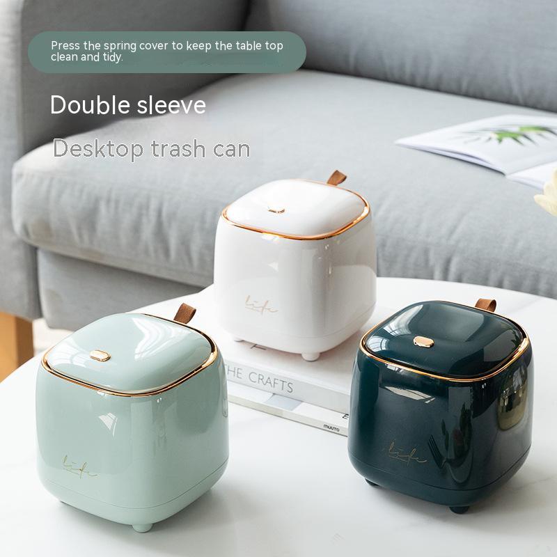 Thùng Rác Mini Để Bàn Có Nắp Dạng Nhấn Tiện Dụng Cho Gia Đình / Văn Phòng