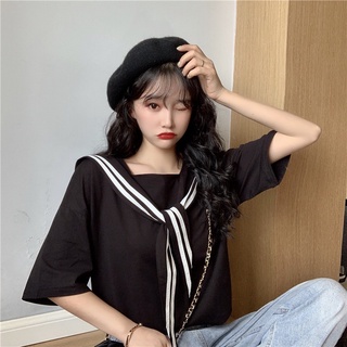 Áo Thun Nữ Tay Lửng Cổ Thủy Thủ Thời Trang