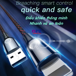 Cáp sạc lightning baseus c-shaped light tự ngắt chính hãng