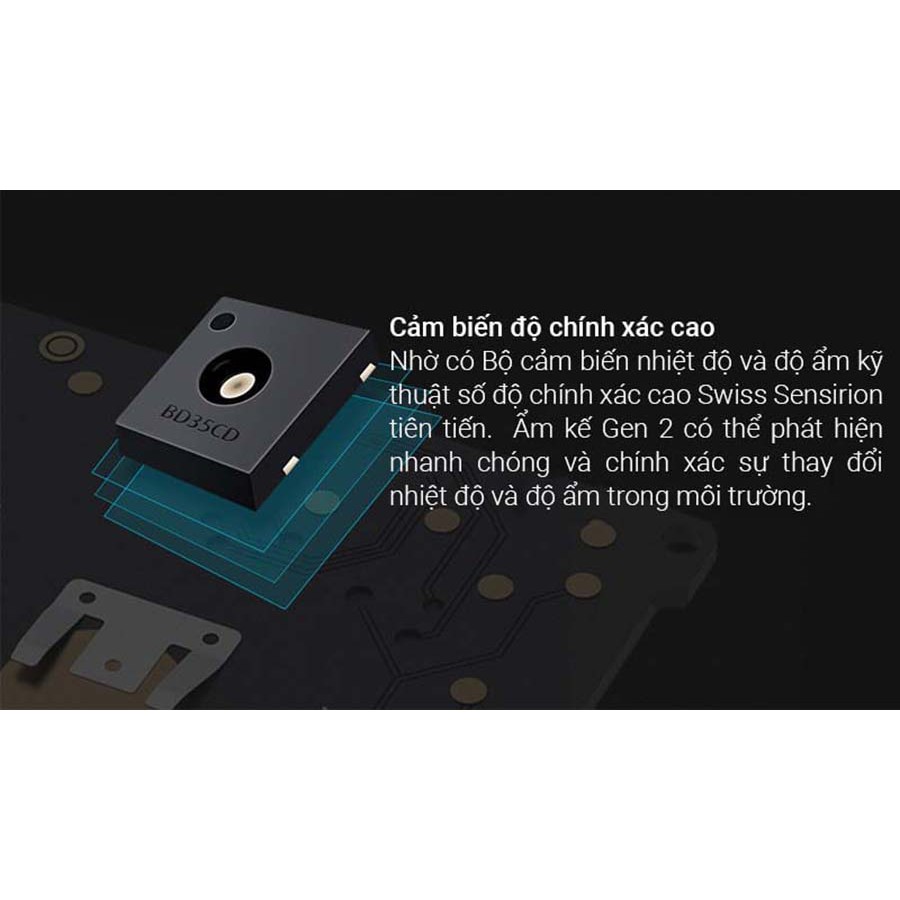 Nhiệt kế ẩm Xiaomi Mijia Gen 2 thiết kế màn hình điện tử nhỏ gọn, đo chính xác độ ẩm và nhiệt độ phòng