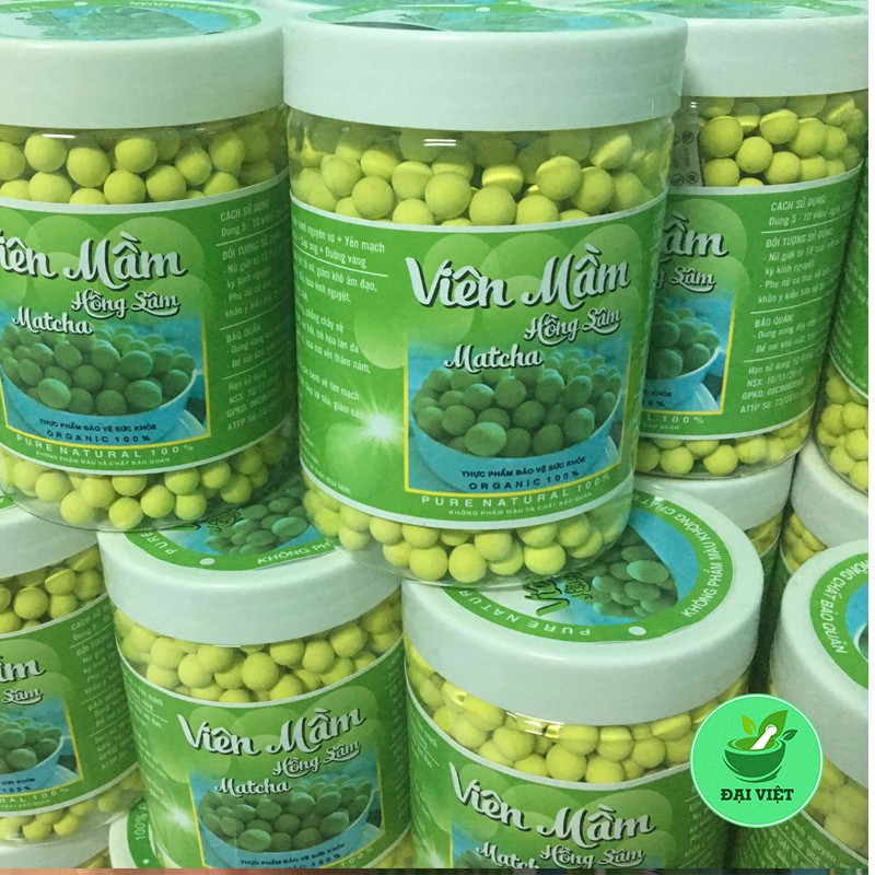 [Hộp 500gr] Viên mầm đậu nành hồng sâm matcha tăng vòng 1, đẹp da, tăng sinh lý nữ có giấy chứng nhận ATTP - DV937