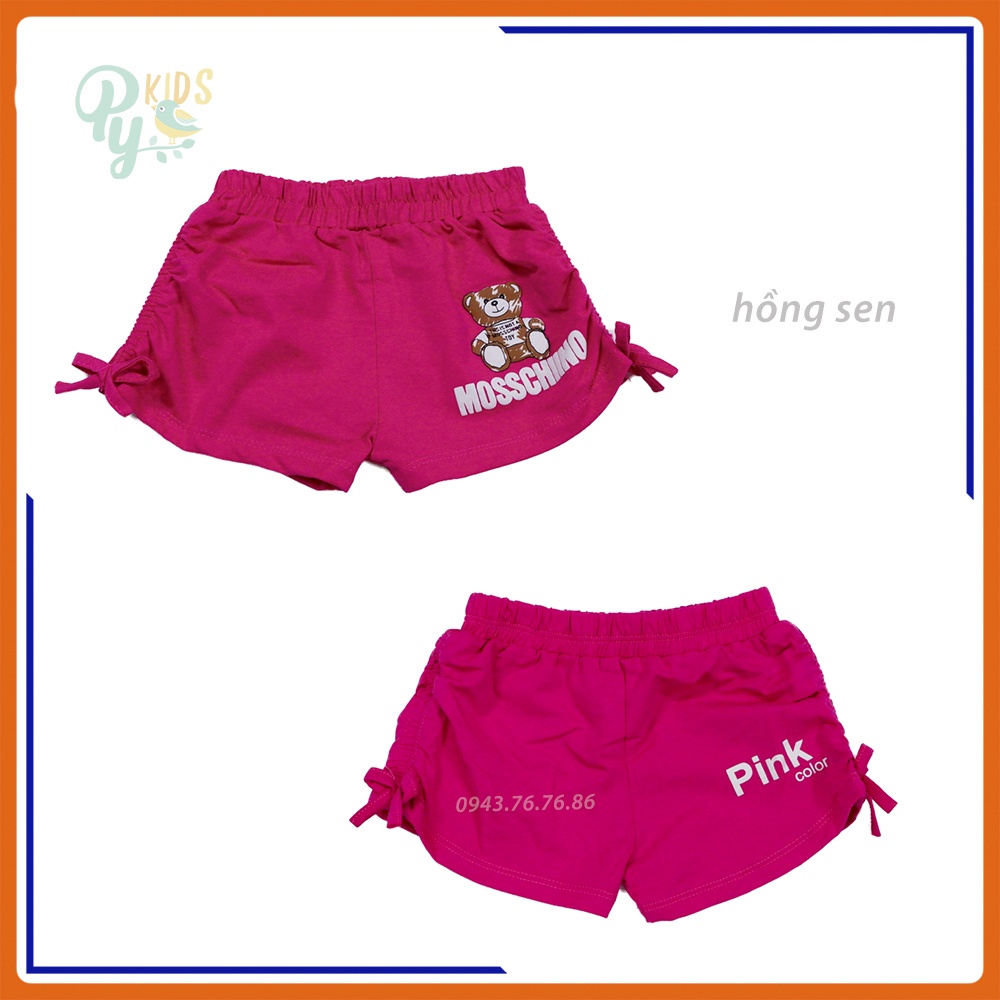 Quần sort cotton cho bé gái từ 5-25kg, nhún 2 bên phối hình mẫu mới 2021