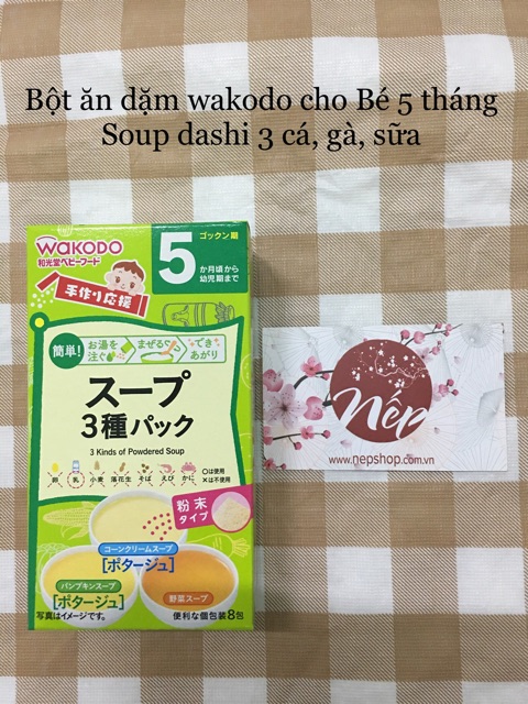 Bột ăn dặm Wakodo Nhật cho bé 5M 7M (DATE: 2022) - khách xem date ở phần mô tả