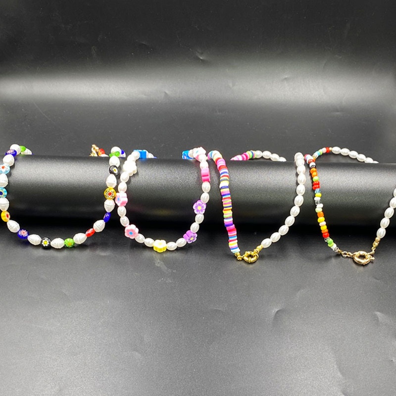 Brroa Set 4 Vòng Cổ Choker Xâu Hạt Nhiều Màu Sắc Có Thể Điều Chỉnh Dành Cho Nữ