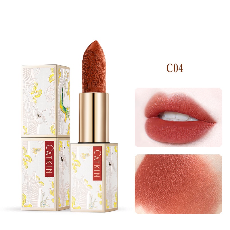Son môi CATKIN nội địa trung lâu trôi thiết kế chạm khắc phong cách Trung Hoa 3.6g