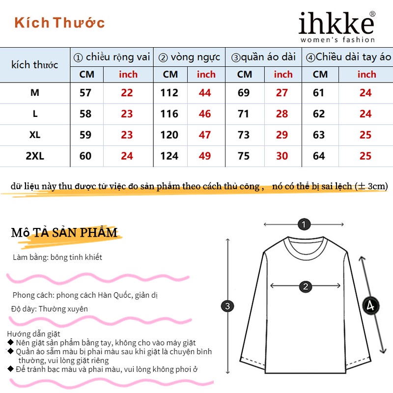 Áo sweater IHKKE tay dài dáng rộng in chữ phong cách đường phố