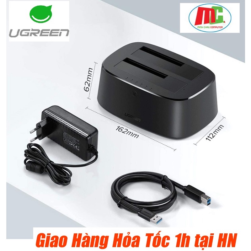 Đế cắm ổ cứng đôi chuẩn 3.0 Ugreen 50857 - Dock ổ cứng 2,5&quot; và 3,5&quot; - Hàng Chính Hãng