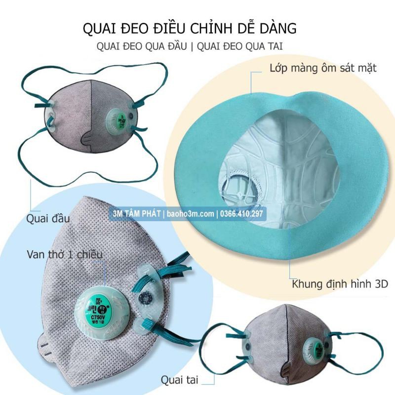 Khẩu trang Evergreen C750V Hàn Quốc Lọc Bụi - kháng khuẩn