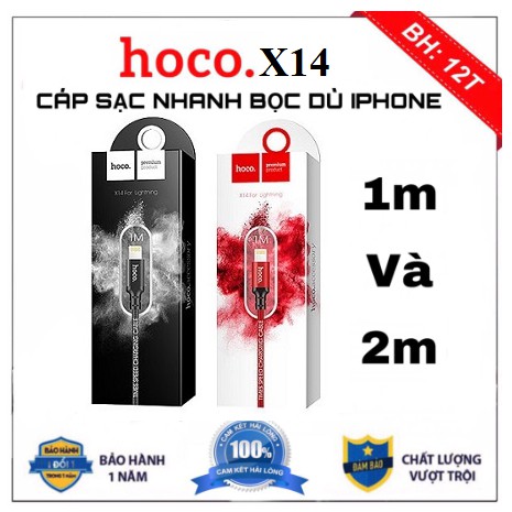 KICH SÀN  [HCM] Cáp Sạc Dây Dù Hoco X14 cho iPhone hàng chính hãng