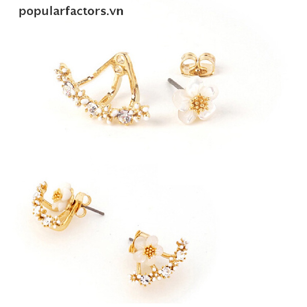 Bông Tai Hình Hoa Cúc Đính Pha Lê Dễ Thương Dành Cho Nữ